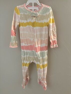 cloud island Pastel Stripe Footed One-Piece - Pink, Yellow, Cream